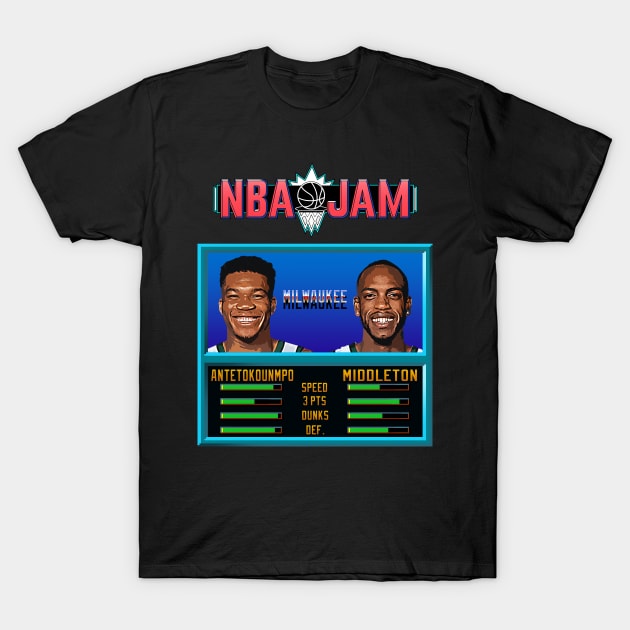 NBA JAM - Milwaukee Basketball T-Shirt by Buff Geeks Art